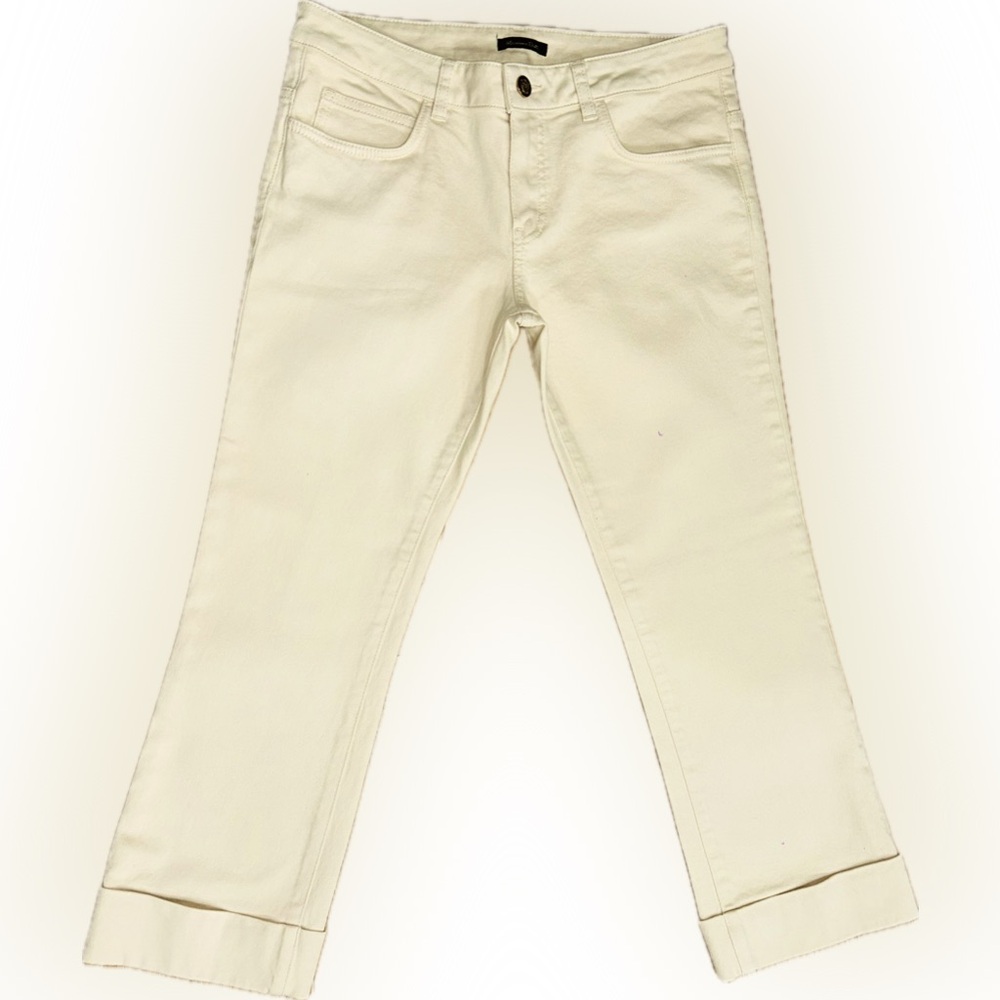 Massimo Dutti Cream Ankle Cropped Jeans